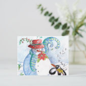 SNOWMAN EN PENGUIN WINTERSERENADE BRIEFKAART (Staand voorkant)