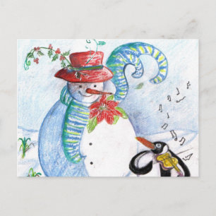 SNOWMAN EN PENGUIN WINTERSERENADE BRIEFKAART