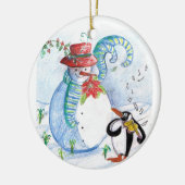 SNOWMAN EN PENGUIN WINTERSERENADE KERAMISCH ORNAMENT (Links)