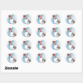 SNOWMAN EN PENGUIN WINTERSERENADE RONDE STICKER (Vel)