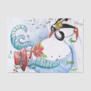SNOWMAN EN PENGUIN WINTERSERENADE TISSUEPAPIER