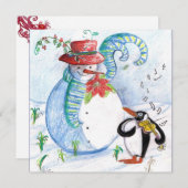 SNOWMAN EN PENGUIN'S WINTER SERENADE FEESTDAGENKAART (Voorkant / Achterkant)