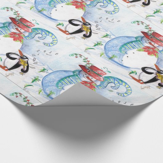 SNOWMAN EN PENGUIN'S WINTERSERENADE-Kerstmis SNELL Cadeaupapier (Hoek)