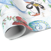 SNOWMAN EN PENGUIN'S WINTERSERENADE-Kerstmis SNELL Cadeaupapier (Rol Hoek)