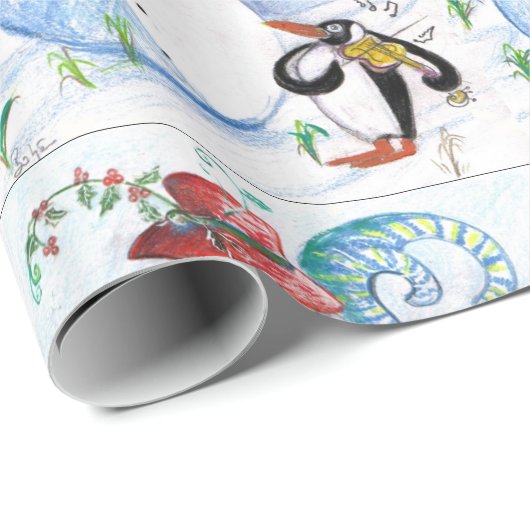 SNOWMAN EN PENGUIN'S WINTERSERENADE-Kerstmis SNELL Cadeaupapier (Rol Hoek)
