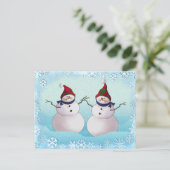 SNOWMAN EN PETTEN VAN SHARON SHARPE BRIEFKAART (Staand voorkant)