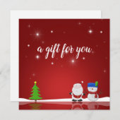 Snowman en Santa Gift-Kaart met prettige kerst (Voorkant / Achterkant)