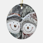 Snowman en Sneeuwvrouw tekenen Keramisch Ornament (Links)