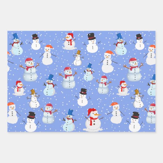 Snowman en Snowfall Inpakpapier Vel (Voorkant)