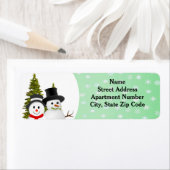 Snowman en Snowflake Holiday Adres Etiket (Insitu)