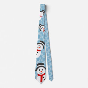 Snowman en Snowflake Pattern Stropdas