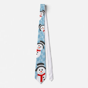 Snowman en Snowflake Pattern Stropdas