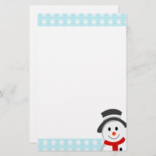 Snowman en Snowflakes Briefpapier (Voorkant / Achterkant)