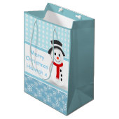 Snowman en Snowflakes Medium Cadeauzakje (Voorkant Gekanteld)