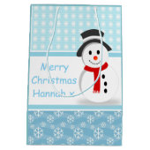 Snowman en Snowflakes Medium Cadeauzakje (Achterkant)