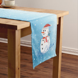Snowman en Snowflakes, met prettige kerst Lange Tafelloper