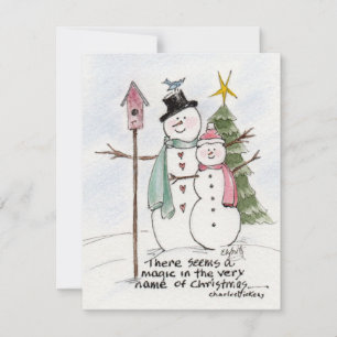 SnowMan en SnowLady Samen in de Magic Holiday Feestdagenkaart