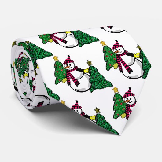 Snowman en Stropdas met kerstbomen (Opgerold)