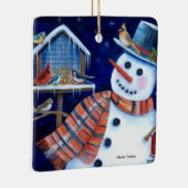 Snowman en Voedervoeder Keramisch Ornament (Rechts)