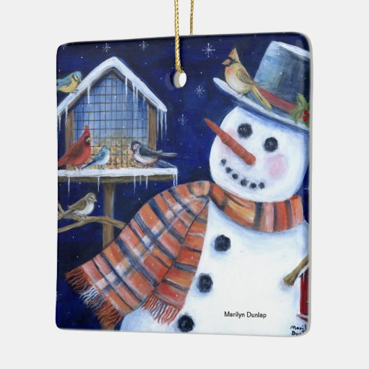 Snowman en Voedervoeder Keramisch Ornament (Links)