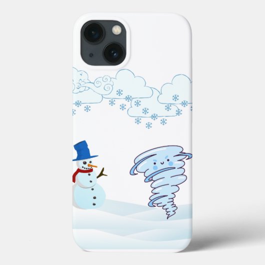 Snowman en wind in de winter Case-Mate iPhone case (Achterkant)