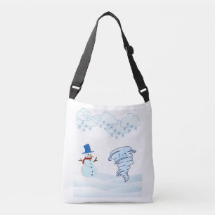Snowman en wind in de winter crossbody tas
