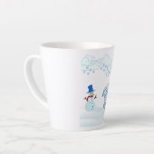 Snowman en wind in de winter latte mok (Linkerhoek)