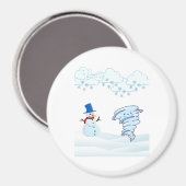 Snowman en wind in de winter magneet (Voorkant / Achterkant)