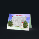 Snowman et arbres de Noël Photo<br><div class="desc">Un accueil de vacances pour une photo avec mon travail d'ordinateur d'un bonhomme de neige décorant ses arbres de Noël. Texte : "Joyeuses fêtes !</div>