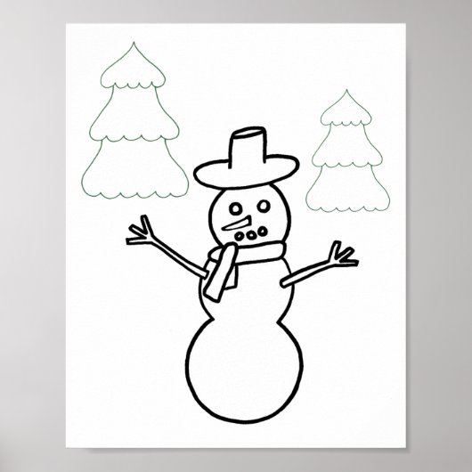 Snowman et Arbres de Noël Poster (Devant)