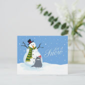 Snowman et Cat | Laisser neiger les cartes postale (Debout devant)