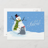 Snowman et Cat | Laisser neiger les cartes postale (Devant / Derrière)