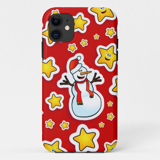Snowman et étoiles, iPhone 5 coque (Dos)