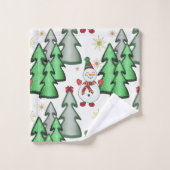 Snowman et sapins de Noël. (Gant de toilette)