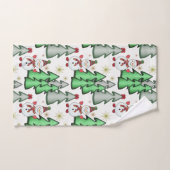 Snowman et sapins de Noël. (Serviette à main)