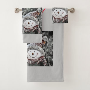 Snowman et Snow femme dessinant Serviette Set