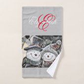 Snowman et Snow femme dessinant Serviette Set (Serviette à main)