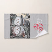 Snowman et Snow femme dessinant Serviette Set (Serviette à main)
