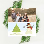 Snowman et Tree Holiday Carte photo