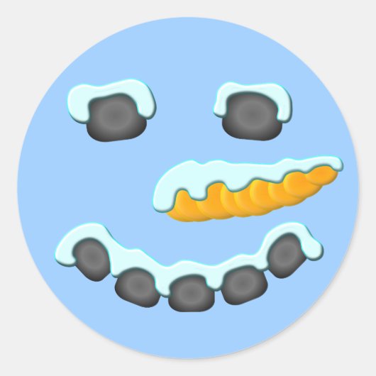 Snowman Face Design Ronde Sticker (Voorkant)