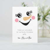 Snowman Face Kinder Kerstmis Bedankkaart (Staand voorkant)