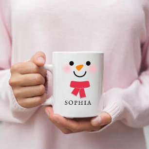 Snowman Face Mug, Nom Personnalisé Fête Café Mug