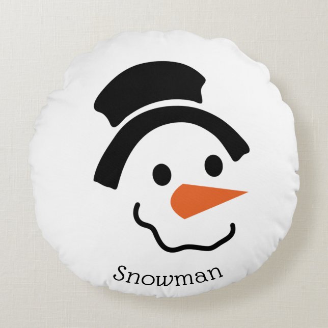 Snowman Face Pet Round Pillow Rond Kussen (Voorkant)
