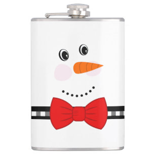 Snowman Face Red Bowtie Black Buffalo Heupfles