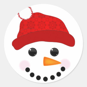 Snowman Face Ronde Sticker