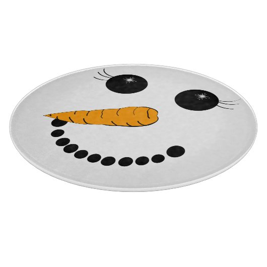Snowman Face Round Glass Cutting Board Snijplank (Hoek)