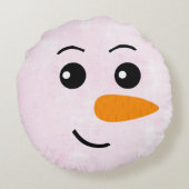 Snowman Face Winter  Rond Kussen (Achterkant)