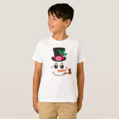 Snowman Face with Pet and Pipe T-Shirt for Kids (Voorkant volledig)