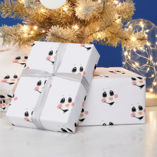 Snowman Face Wrapping Paper   Schattigee winter Cadeaupapier