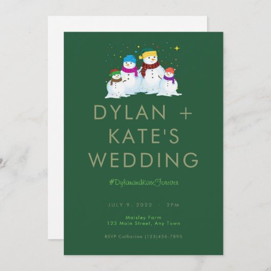 Snowman Faire-part de mariage (Devant / Derrière)